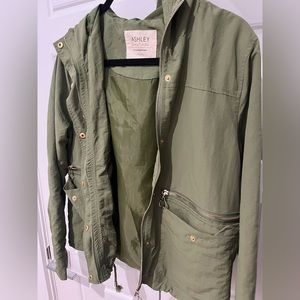 Green Jacket with Gold Buttons and Zipper